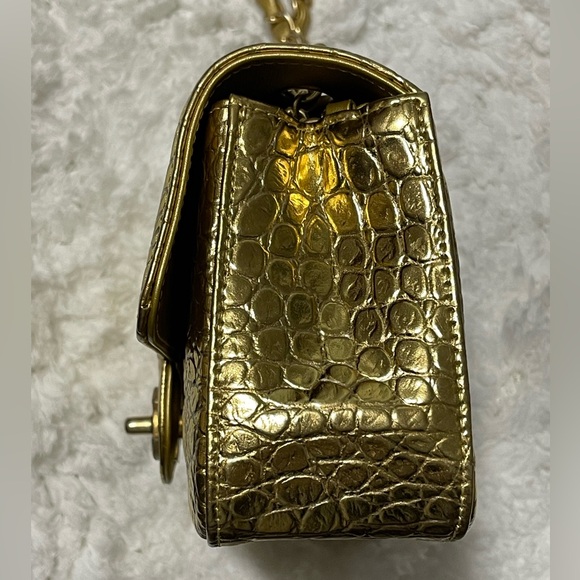 CHANEL Gold Embossed Croc Mini Flap Bag - Picture 7 of 16